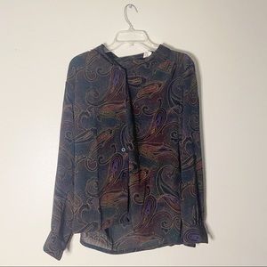 Vintage Dalton Patterned Button-Up Top (Size - 14)